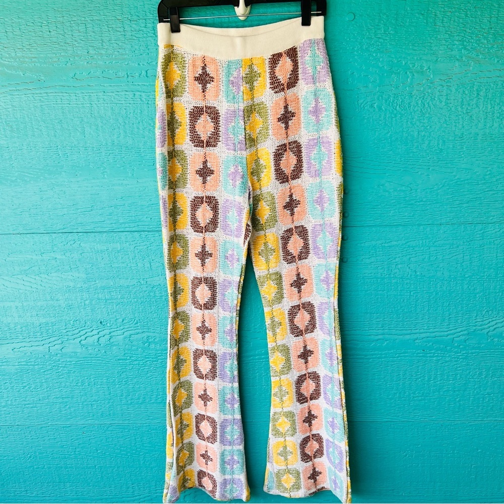 Zara Pastel Multicolor Patterned Boot Cut Pants - Picture 13 of 16